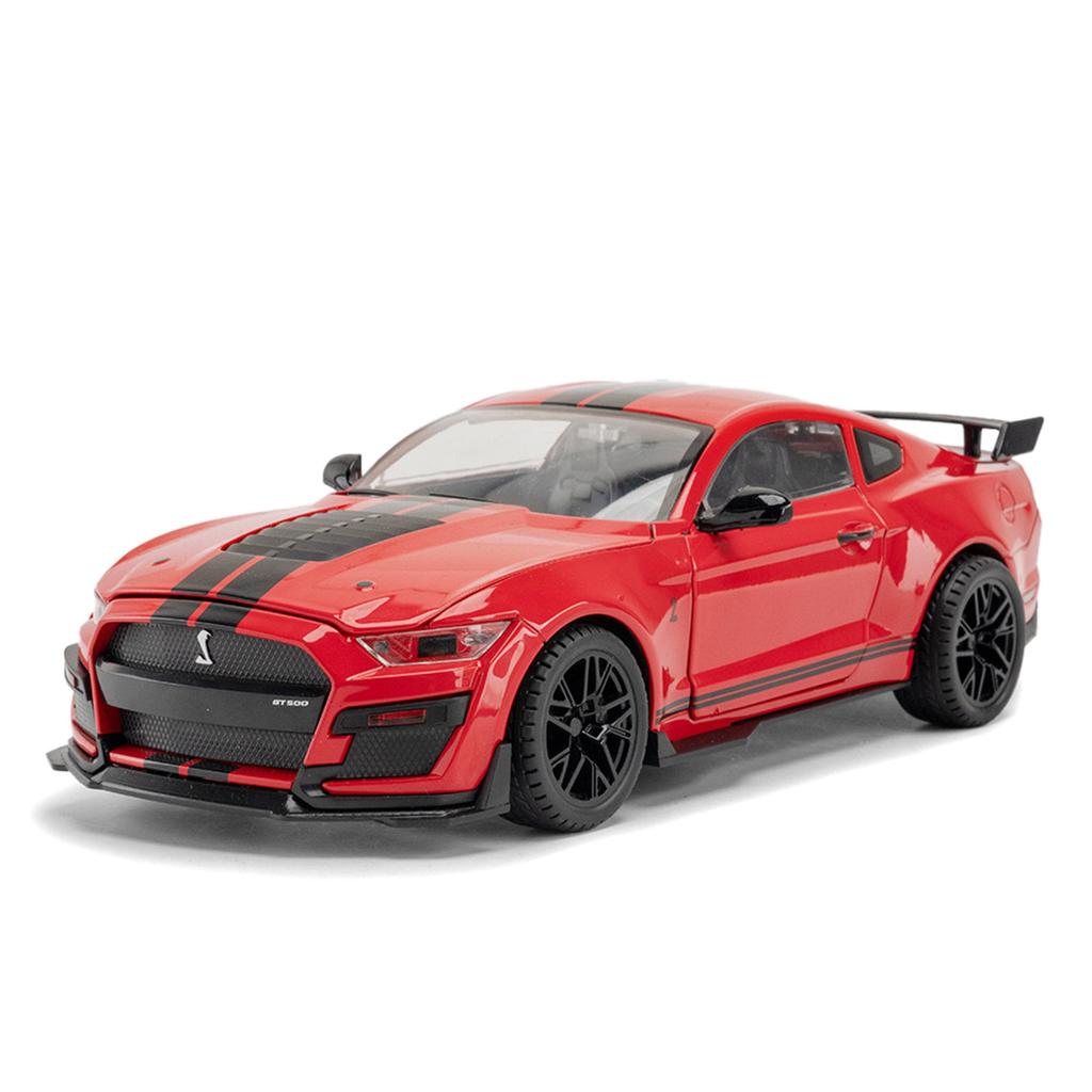 Large 1/18 Alloy Die-cast Ford Mustang GT500 Car Model Collection Ornaments Simulation Sound and Light for Boys Birthday Gift