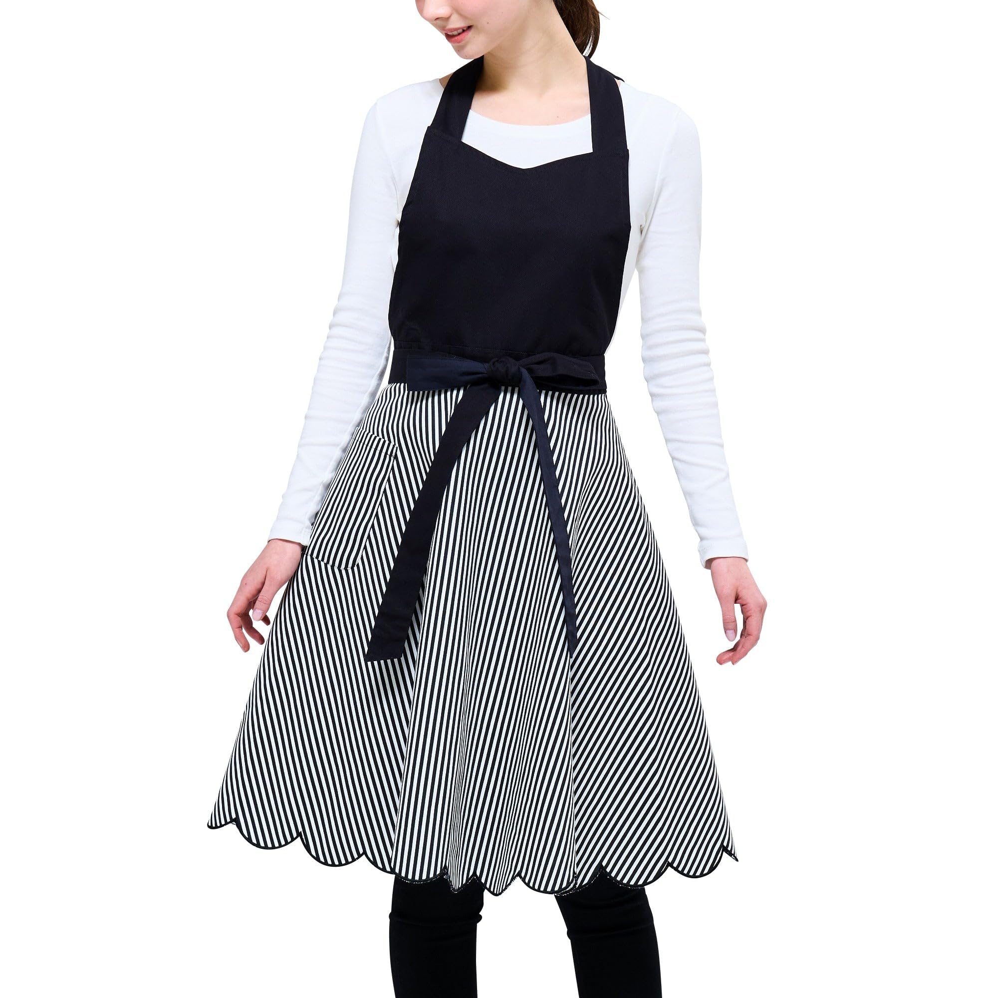 

Francfranc Scallop Full Apron, Black, New Life Gift