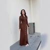  American Women's Clothing 2025 Autumn New Lapel High Waist Waist Thin Long Skirt Temperament Button Dress