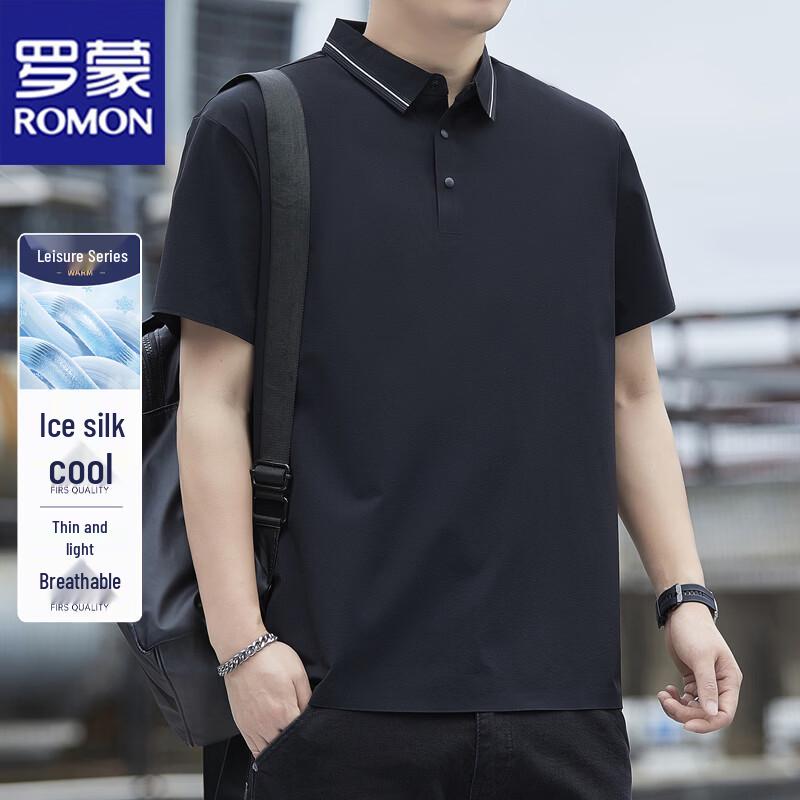 ROMON Men's Summer Ice Silk Polo Shirt
