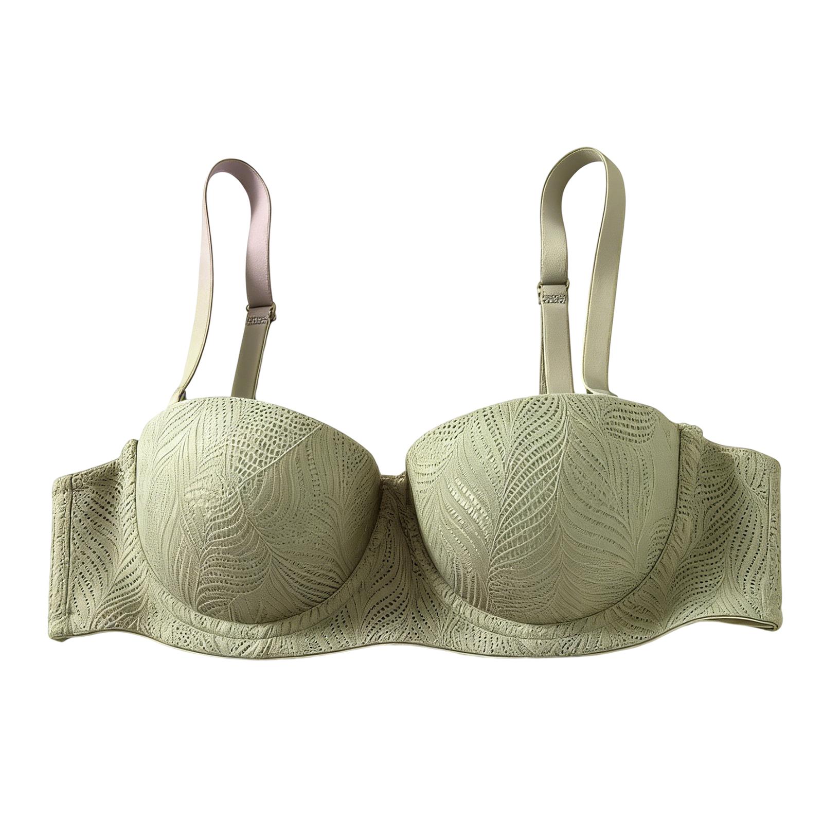 

Zeriluna Lace half-cup push-up adjustable bra Breathable, skin-friendly, body-hugging, push-up lace lingerie green90C