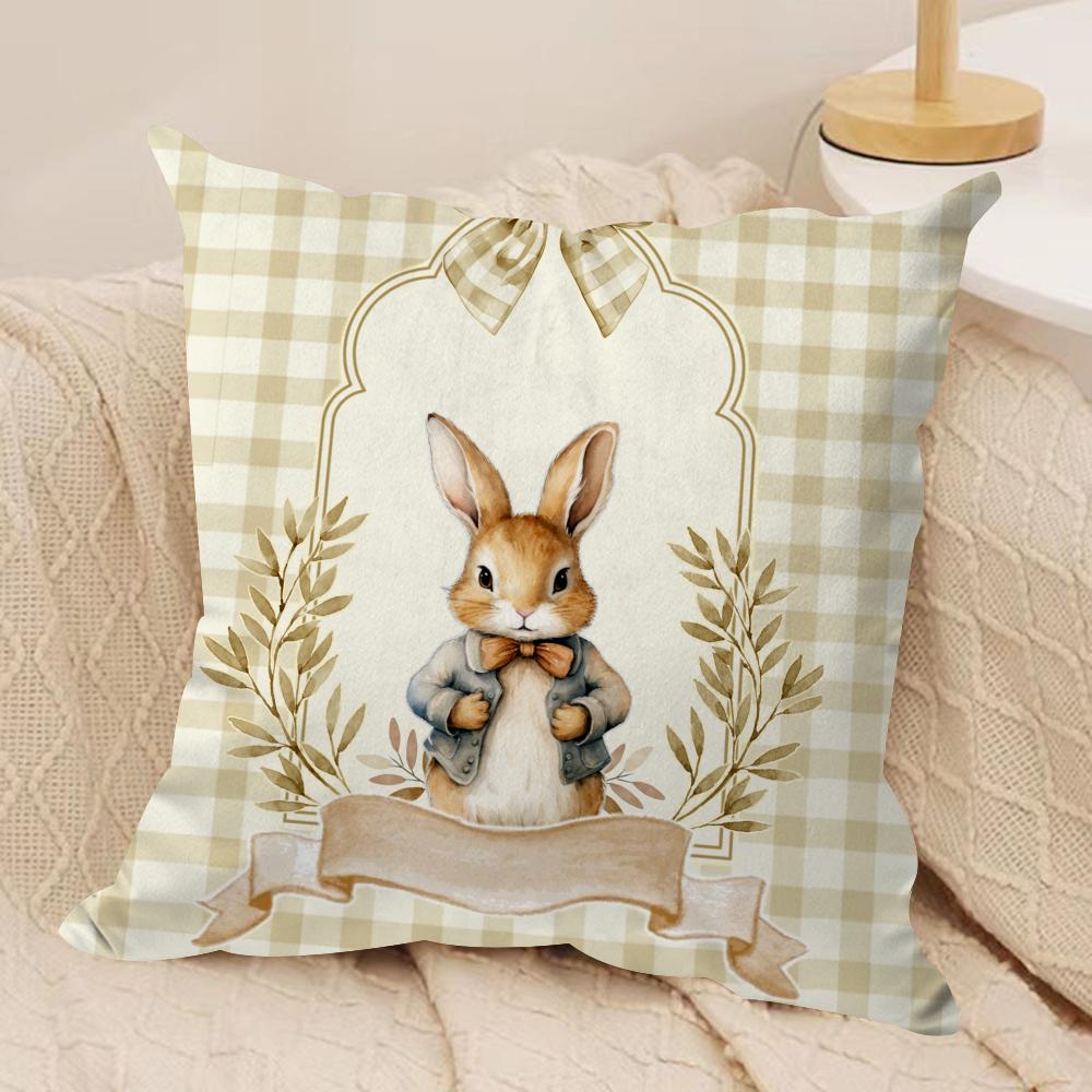 Easter Classic Cute Bunny Cushion Cover Soft Plush Pillow Cover DoubleSided Printed Sofa Cushion Summer Home Decor Gift