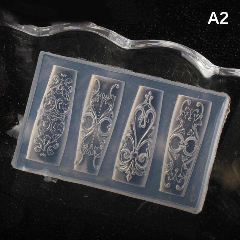 Silicone Nail Mold Retro Pattern Baroque Style Relief Design Nail Art Template 3D Stereoscopic Decorations for Manicure