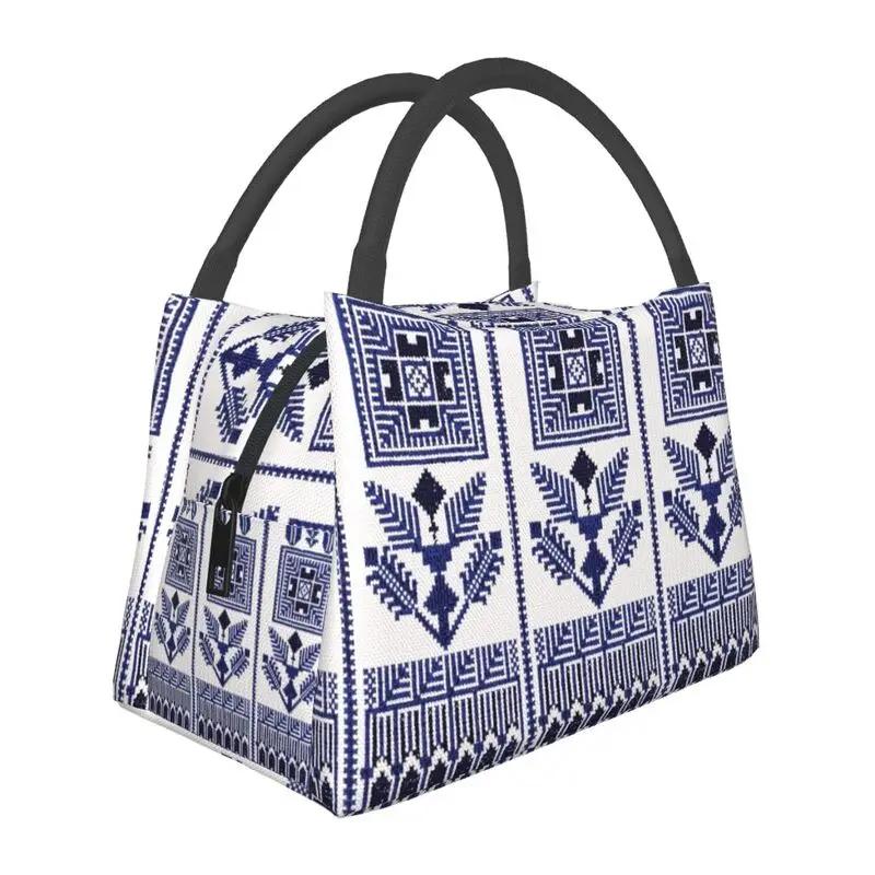 Embroidery With Arabic Calligraphy Thermal Insulated Lunch Bags Cross Lunch Tote Meal Food Box