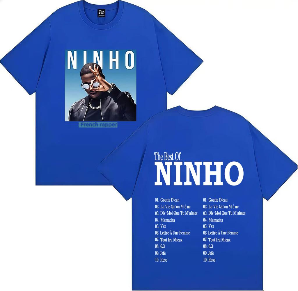 French Pop Rapper Ninho Gothic Graphics High Quality Tshirt Oversized Casual Cotton Tees Mens Women Hip Hop T Shirts Streetwear