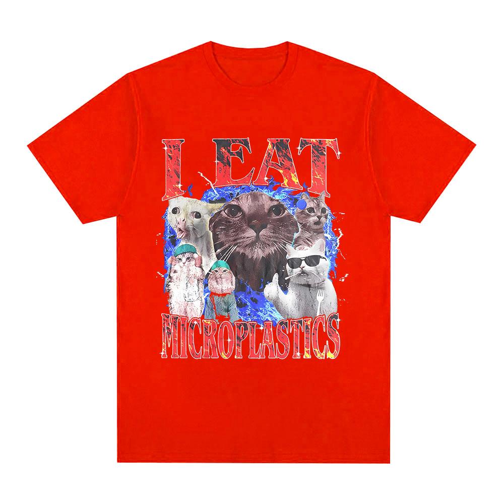 

Cursed Cat I Eat Microplastics Graphic Funny Meme TShirt for Unisex Women Sarcastic Weirdcore T Shirts Tops Gen Z Humor Gift Tees S