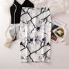 Summer Print Elegant Pencil Skirt Women  High Waist Knee Length Skirt Female
