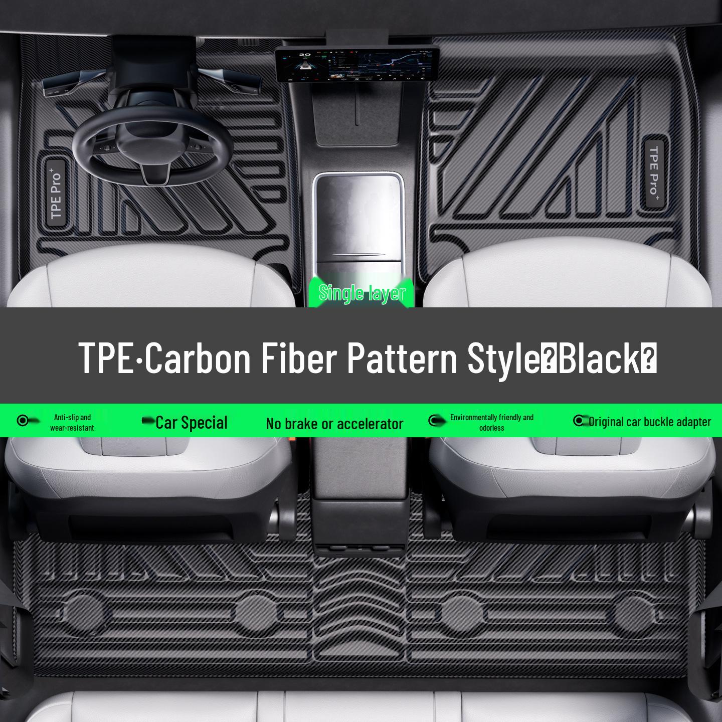 Carbon Fiber Pattern TPE Car Floor Mats for NETA U - Full Coverage Protective Carpets NETA U/NETA U PRO