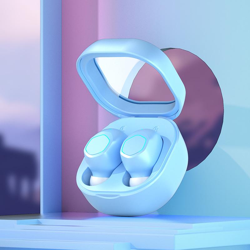 

Новая беспроводная Bluetooth-гарнитура M21 5.3 Mini High Profile Horizontal Translucent Bluetooth-гарнитура синий