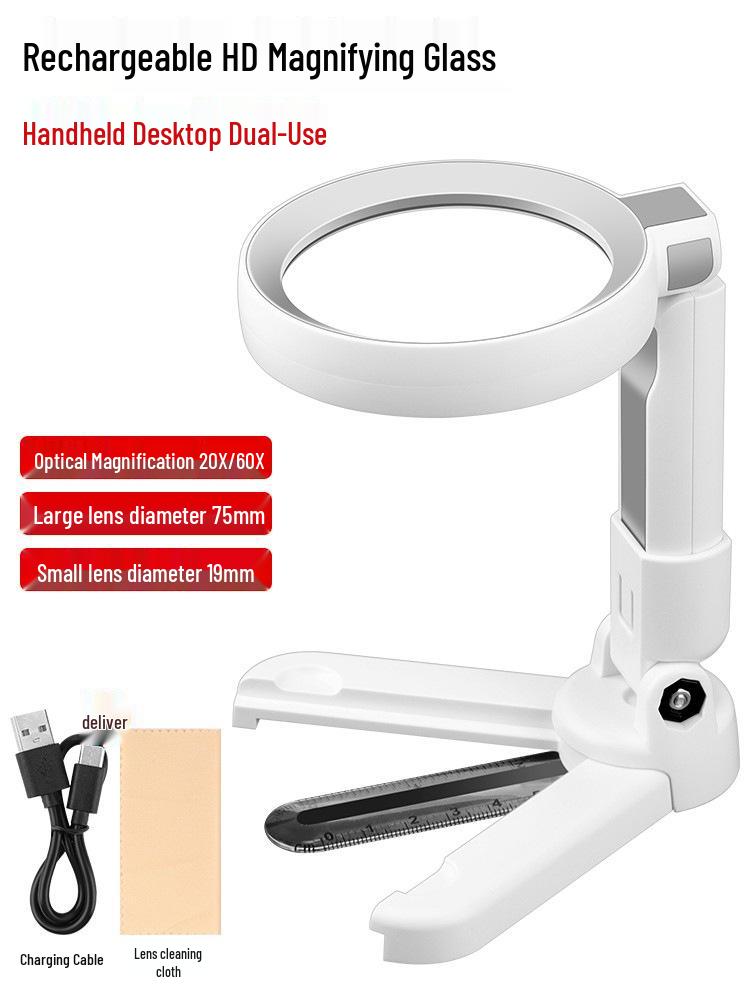 Rechargeable 80x LED Magnifying Glass: HD Magnifier for Reading, Electronics Repair & Jewelry Appraisal