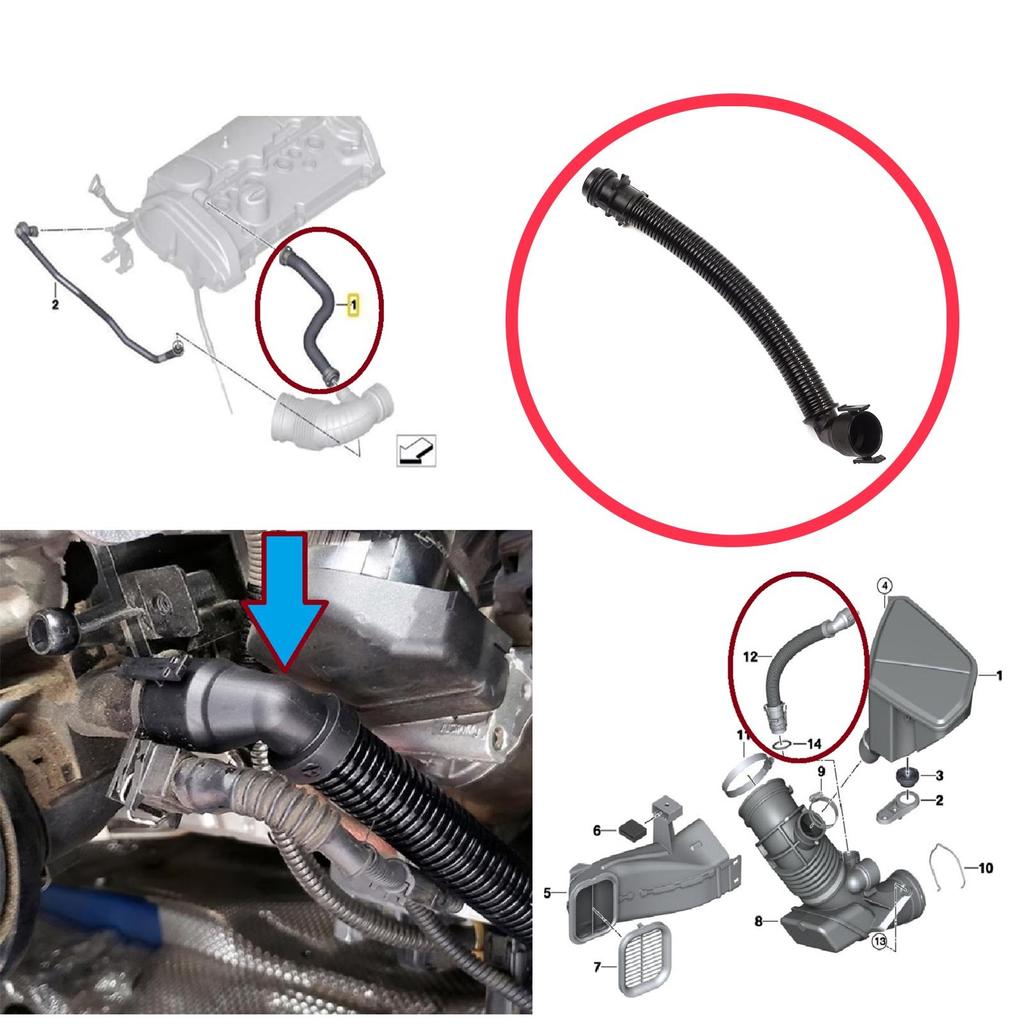 EHC668 Ansaugschlauch für Dieselmotoren BMW 1er, 2er, 3er, 4er, 5er, 7er, X1, X3, X4, X5, F30-Serie, B37, B47, N47, Teilenummer 13717823517