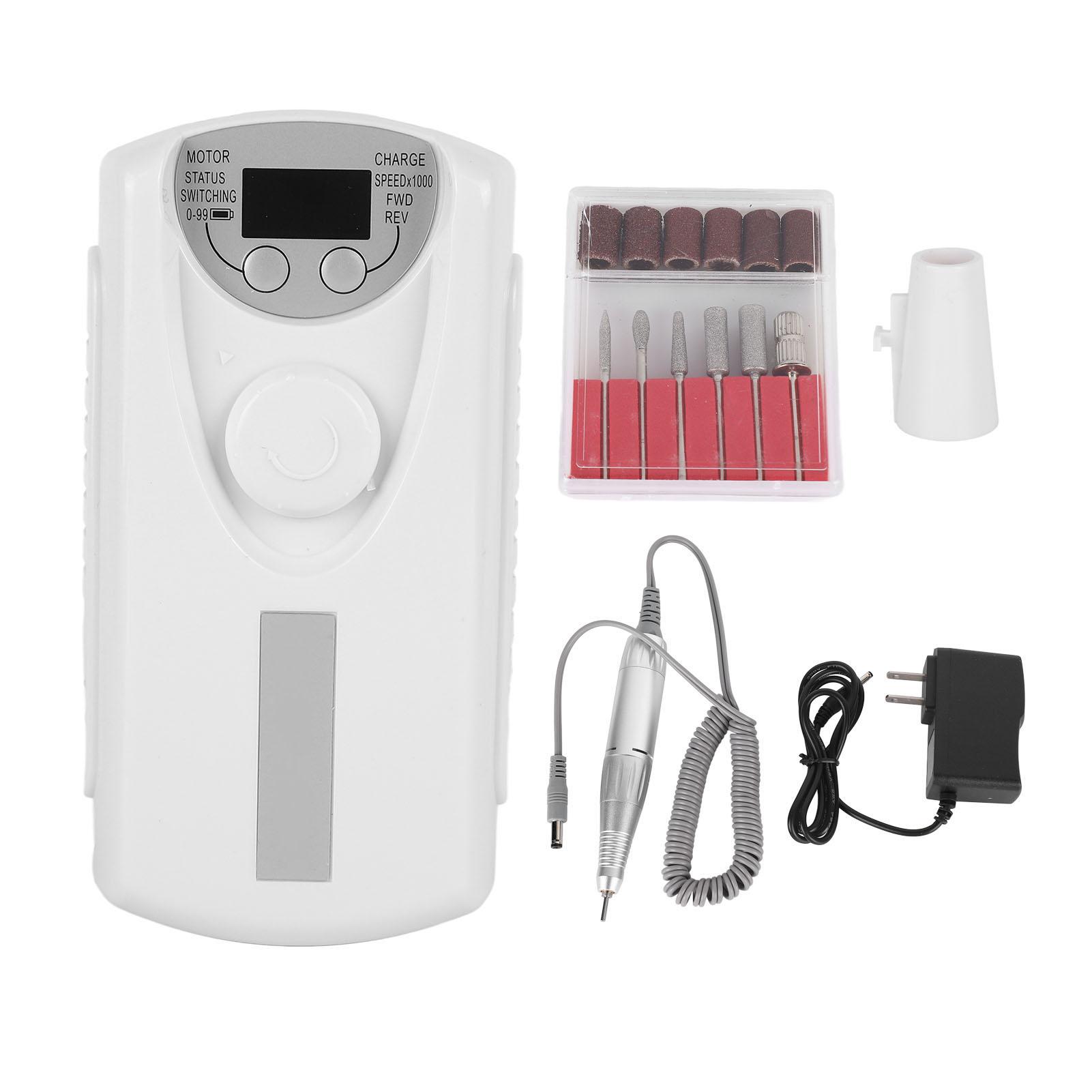 

35000rpm Nail Filer Portable Electric Nail File Professional Nail Drill White US PLUG