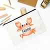 Personalized Beach Crab with Name Pencil Bag Stationery Bags Travel Makeup Toiletry Pouch Birthday Back To School Gift for Kids
