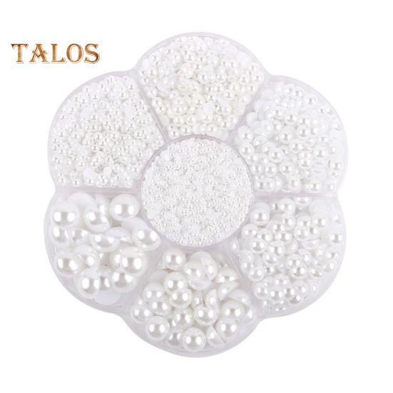 

5600 шт. Напівкруглі штучні перли, намистини з плоскою задньою стороною, об’ємні з коробкою для зберігання, різні розміри, фальшиві перлинні намистини для виготовлення власноруч нейл-арту для телефону білий