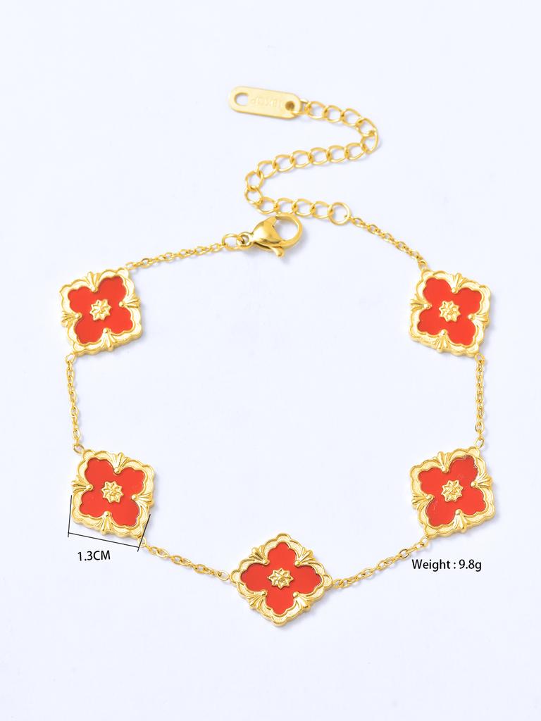 1 piece 18k Gold plated stainless steel lucky clover pendant necklace for women's daily accessories jewellery bracelet earrings