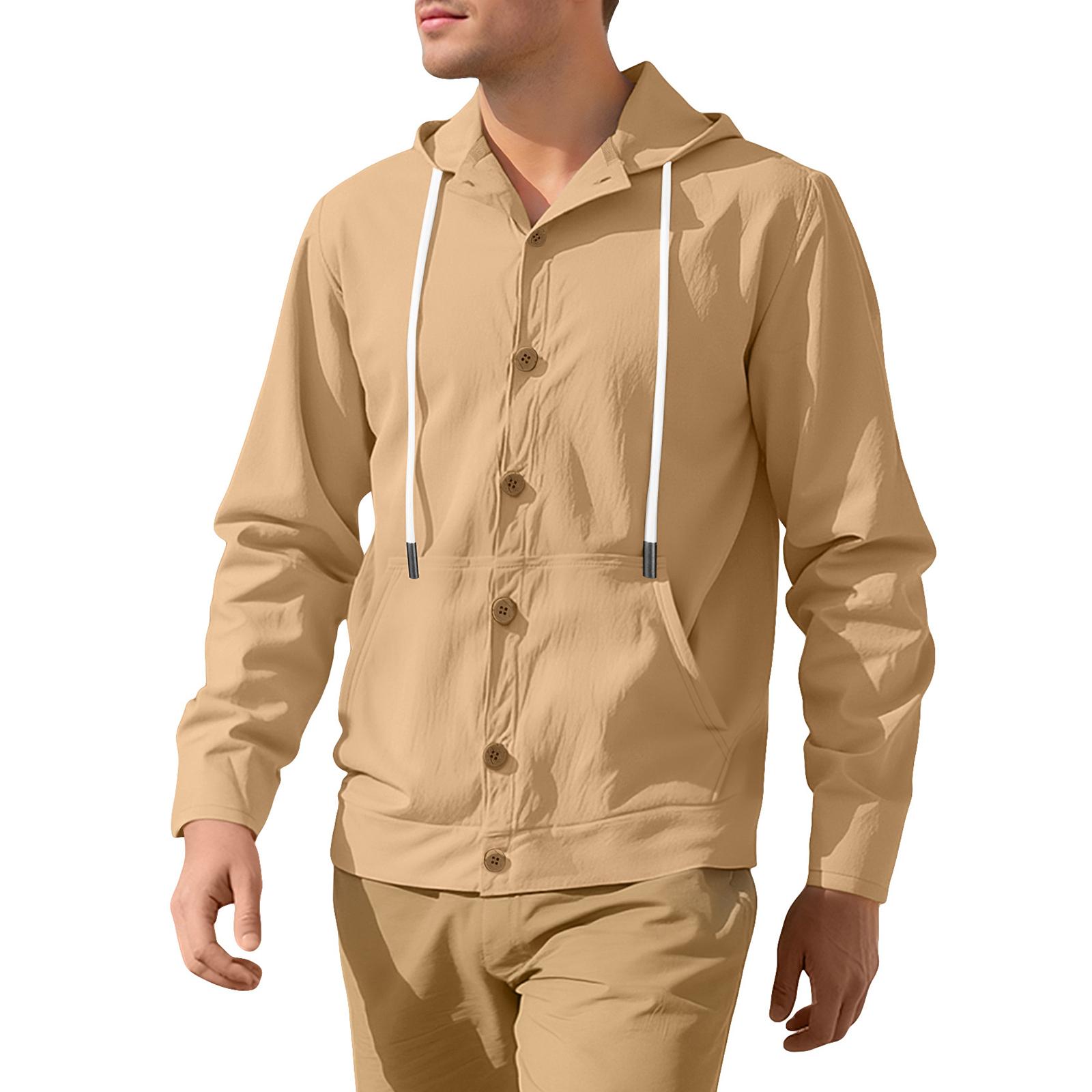 

Мужское Свободное Повседневное Худи с Капюшоном Длинные Рукава Пальто XL