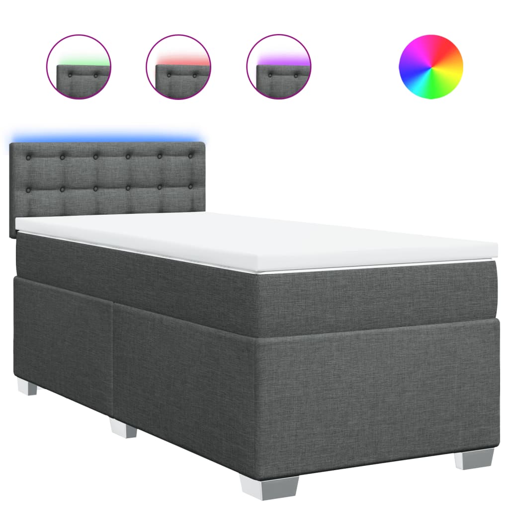 Vidaxl Kontinentalbett Mit Matratze, Dunkelgrauer Stoff 90X190 Cm