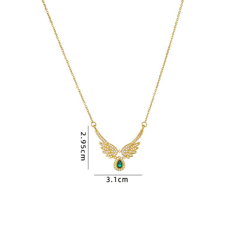 Fashion Popular Angel Wings Zircon Pendant Necklace Stainless Steel Chain Geometric Choker Jewelry Party Gifts For Women Girls