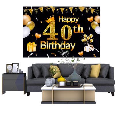 Fondo de cumpleaños de oro negro para 40, 50 años, decoración para fiesta de cumpleaños de adultos, aniversario, 40, 50 cumpleaños