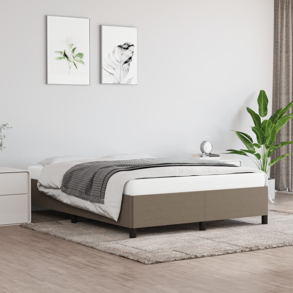 Vidaxl Bed Frame Without Mattress, Taupe, 140X190 Cm, Upholstered