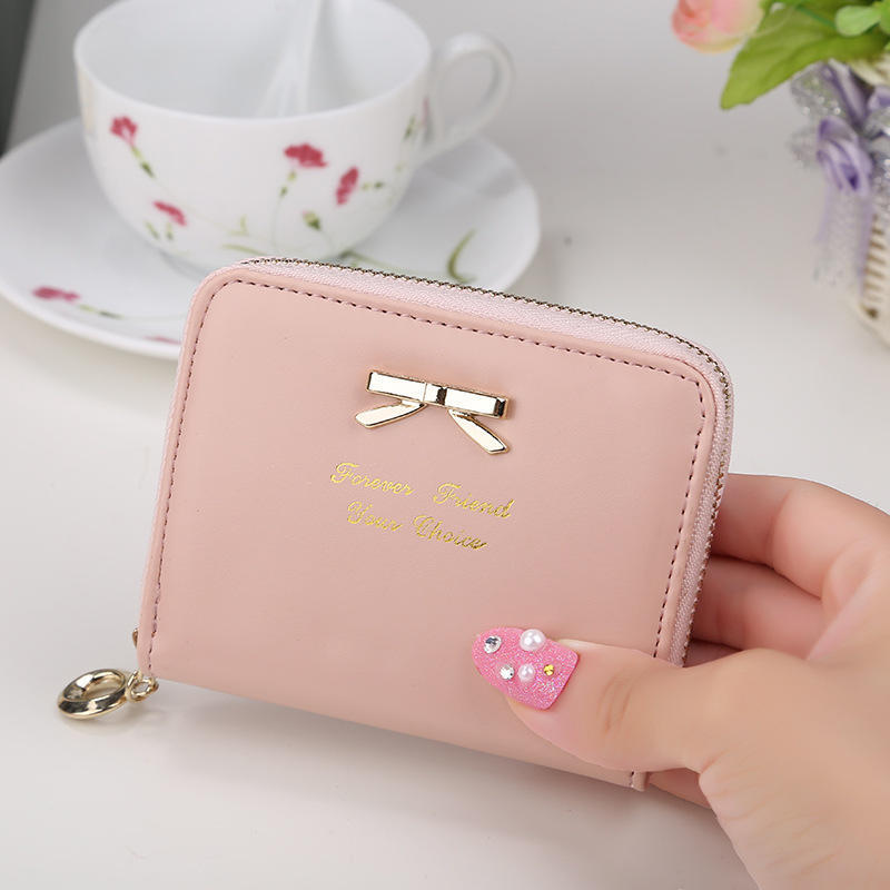 Cute Bowknot PU Leather Card Holder Small Bag Women Wallets