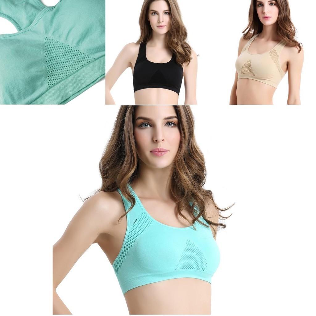 Women Breathable Padded Sports Bra With Hollow Out Design And Pure Color