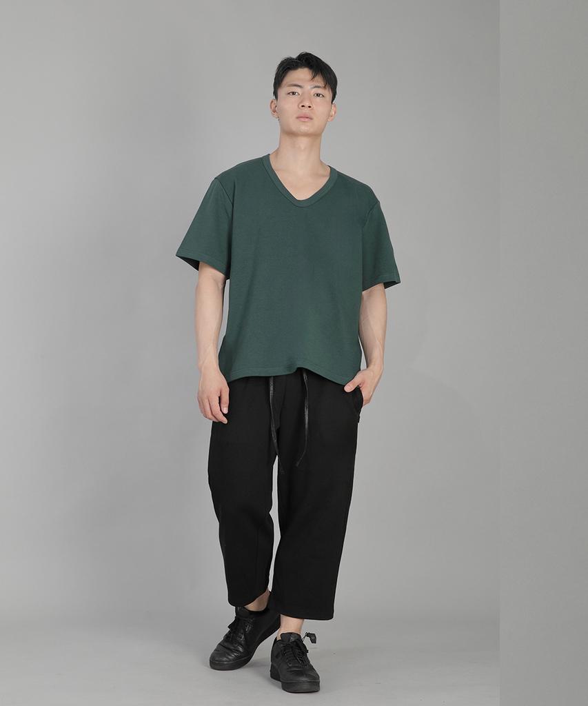 Seinteukeulu V-Neck Plain Short Sleeve T-Shirt Bvs-823 Dark Green