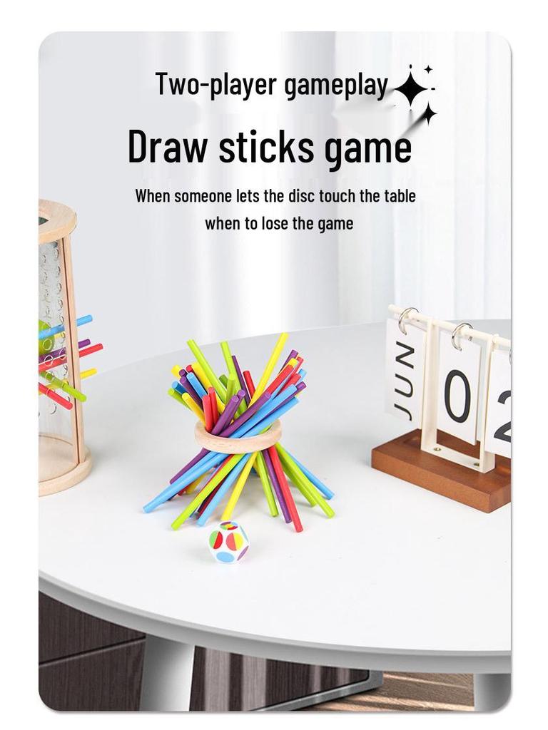 Wooden 3-in-1 Stick Pulling Game: Color Recognition, Parent-Child Interactive, Concentration & Balance Toy.