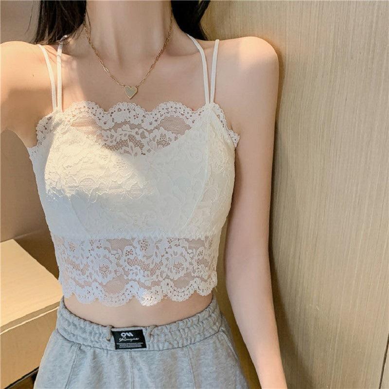 Summer Lace Wrapped Chest Tube Top Sexy Beautiful Back Camisole Vest Women's No Ring Outer Wear Inner Anti-exposure Underwear Bra