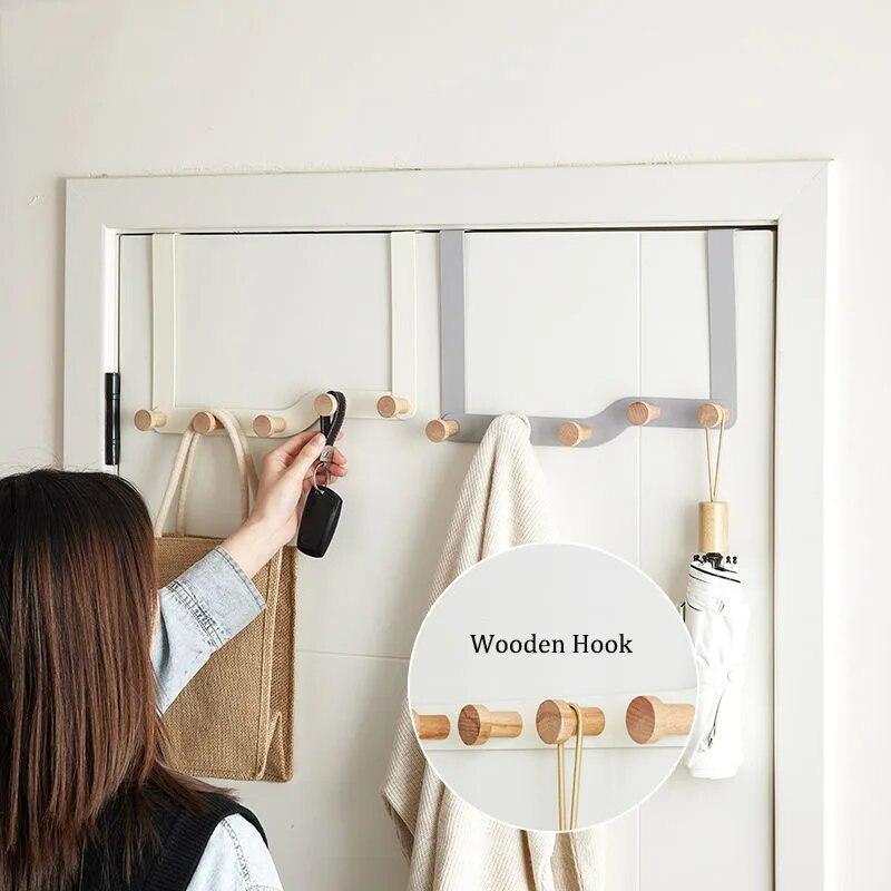 Modern Fashion Door Back Hook Bedroom Porch Free Punch Coat Hook Bathroom Door Hook Towel Rack Metal Hook