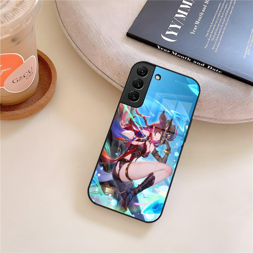 Genshin Impact Chasca Phone Case Glass For Samsung Galaxy S25 S23 S24 S21 S22 S20 Ultra Fe Plus A15 A14 Cover