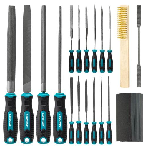 LIBRATON 31-Piece File Set: Includes Iron Files, Flat, Round, Semi-Round, and Triangular Files, As Well As Diamond Files, Fine and Medium Grits, for M