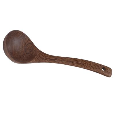 Cuchara de Sopa de Madera Wengué Utensilio de Cocina Agujero Redondo para Colgar para Té Café Postre Azúcar Ensalada