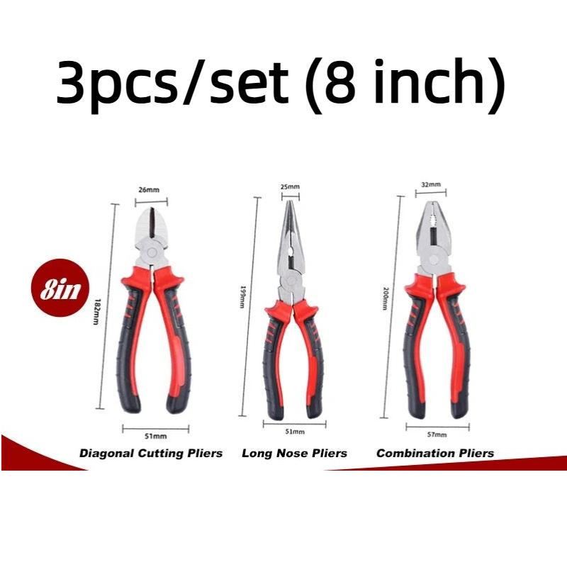 1/3PCS 6/8-inch Wire Pliers Sharp Large Opening Diagonal Pliers for Cutting Twisting Clamping Metal Wires Home Industrial Tool