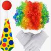 Colorful Clown Polka Dot Costume Set with Nose, Hat, Wig, Bow Tie, and Magic Props.