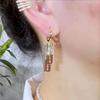 Unique Design, Retro Geometric Color Blocked Rectangular Pendant, Ear Buckle, Red Glazed Earrings