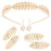 Pente de Cabelo Dourado Folhas Douradas para Noiva Pulseira de Braço Coroa de Folhas de Louro Conjunto de Joias de Deusa Festa Temática