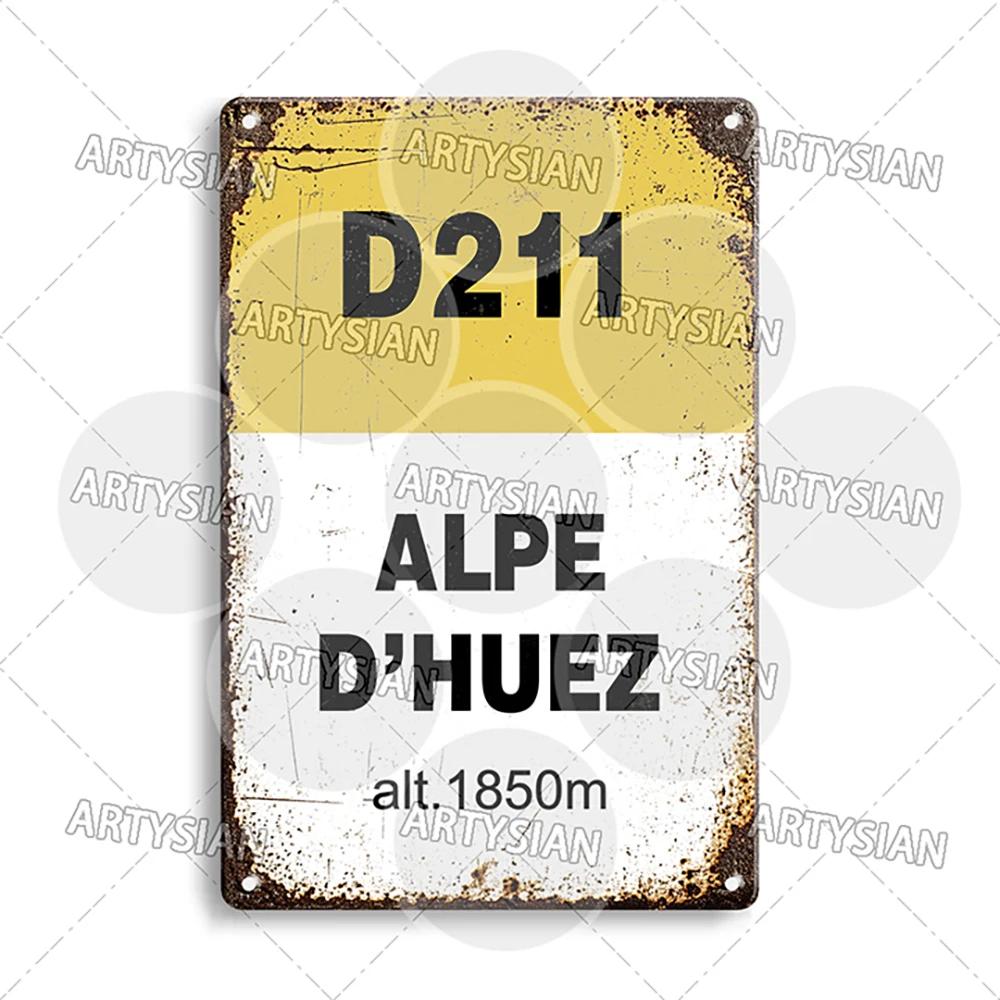 Tour de France Kovová cedule Cyklistická plaketa Paves Du Paris Roubaix Col du Galibier Col de Sarenne Alpe d'Huez Mont Ventoux Glandon