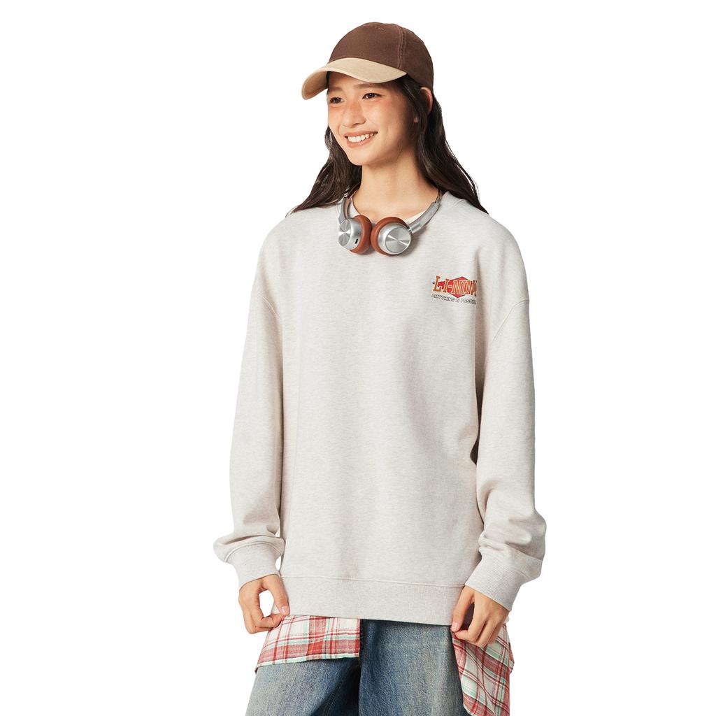 Li Ning Sports Life Collection Sweatshirt Unisex Heather Gray Tile Gray/Tao Li Brown AWDV373-8