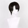 Levi Ackerman Cosplay Wig Anime Short Black Brown Heat Resistant Synthetic Hair Halloween Party Wigs + Wig Cap