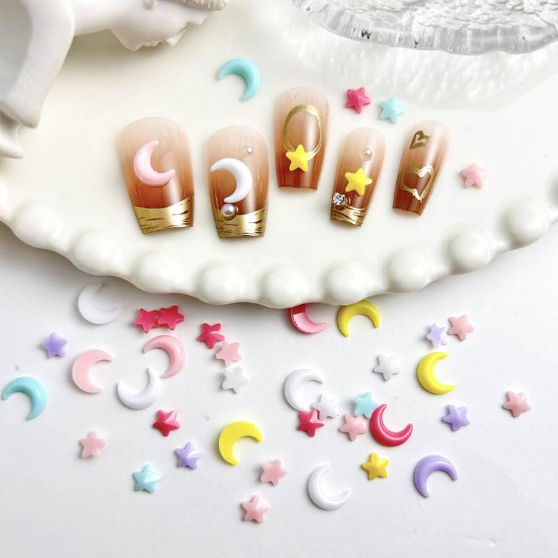 New Nail Art Resin Star Moon Ornaments Mini Small Macaron Nails DIY Phone Case Decoration