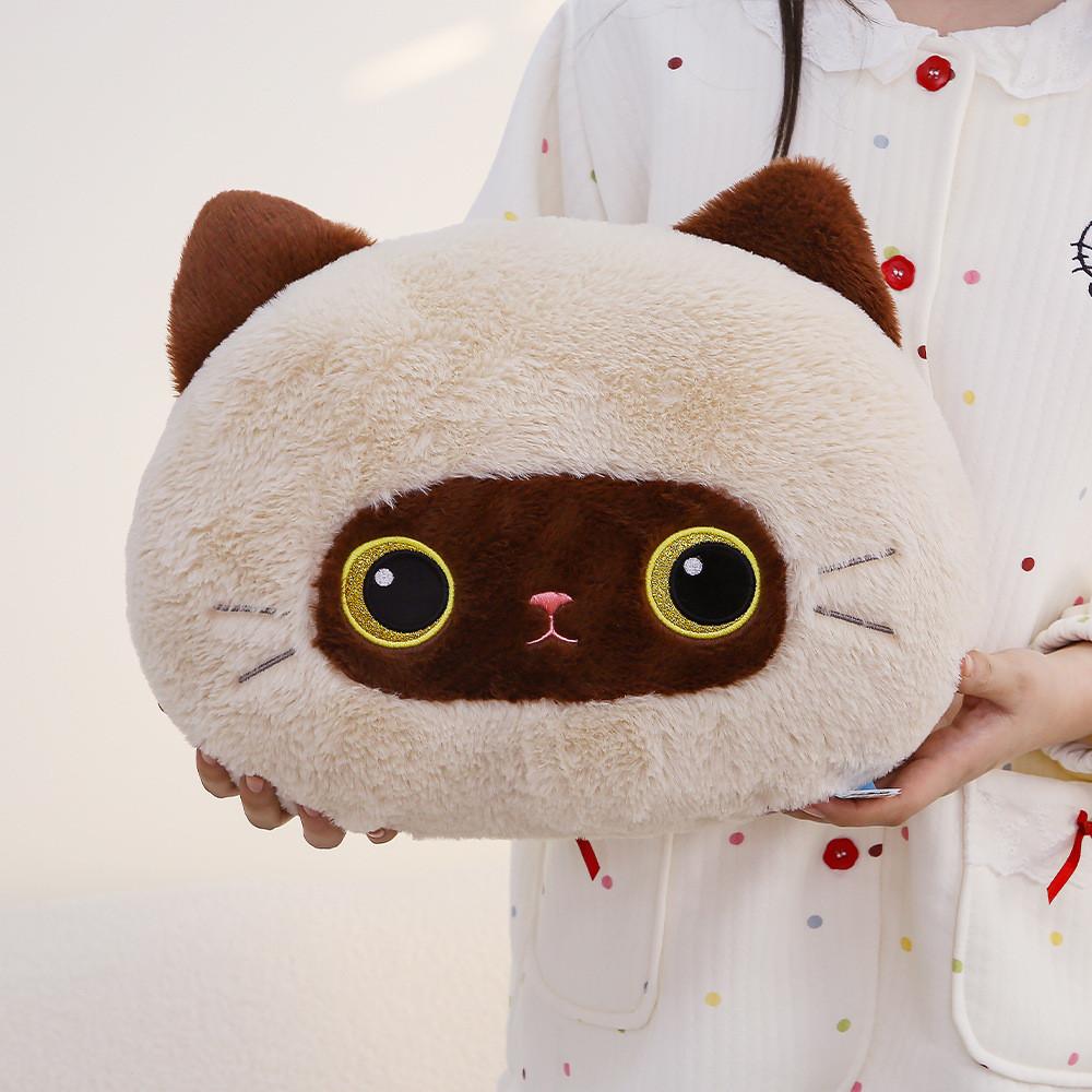 Cat Plush Pillow Siamese Cat Stuffed Toy Gift For Animal Lovers коричневый