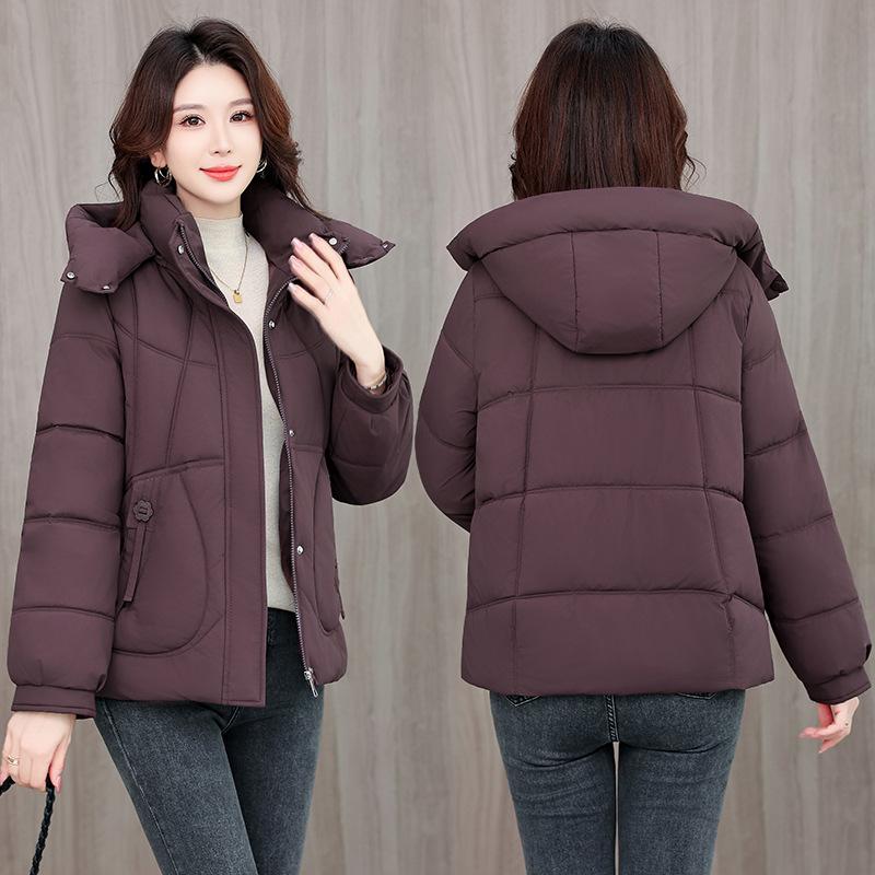 Plus size XL women's short hooded winter new cotton-padded jacket loose warm cotton-padded jacket top