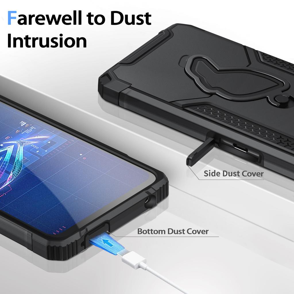 Pro pouzdro ASUS ROG Phone 6/7 Odolný nárazuvzdorný kryt s kroužkovým stojánkem a odvodem tepla Vojenský stupeň PC+TPU Ochranné pouzdro