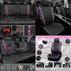Glittering Rhinestone Waterproof Faux Leather Car Seat Covers, Universal Fit, Zippered Rear, for Women & Girls, Black Pink
