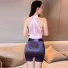 Sexy Oil Shiny Ol Mini Skirt Tight Pencil Cute Skirt Gloosy See Through Candy Color Micro Mini Skirt Erotic Wear Women Sexy Wear