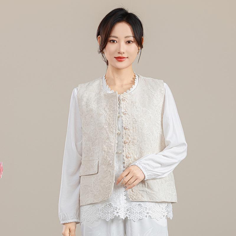

2026 Spring/Summer Women s Retro Embroidered Vest - New Chinese Style Trend 3XL (suitable for 75-82.5kg) слонова кістка/білий