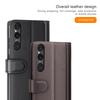 For Sony Xperia 1 VI Case Genuine Split Leather Phone Cover with Wallet Stand