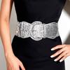 Fashionable Metal Waist Belt With Alloy Buckle For Women's Suit Wide Elastic Belt
