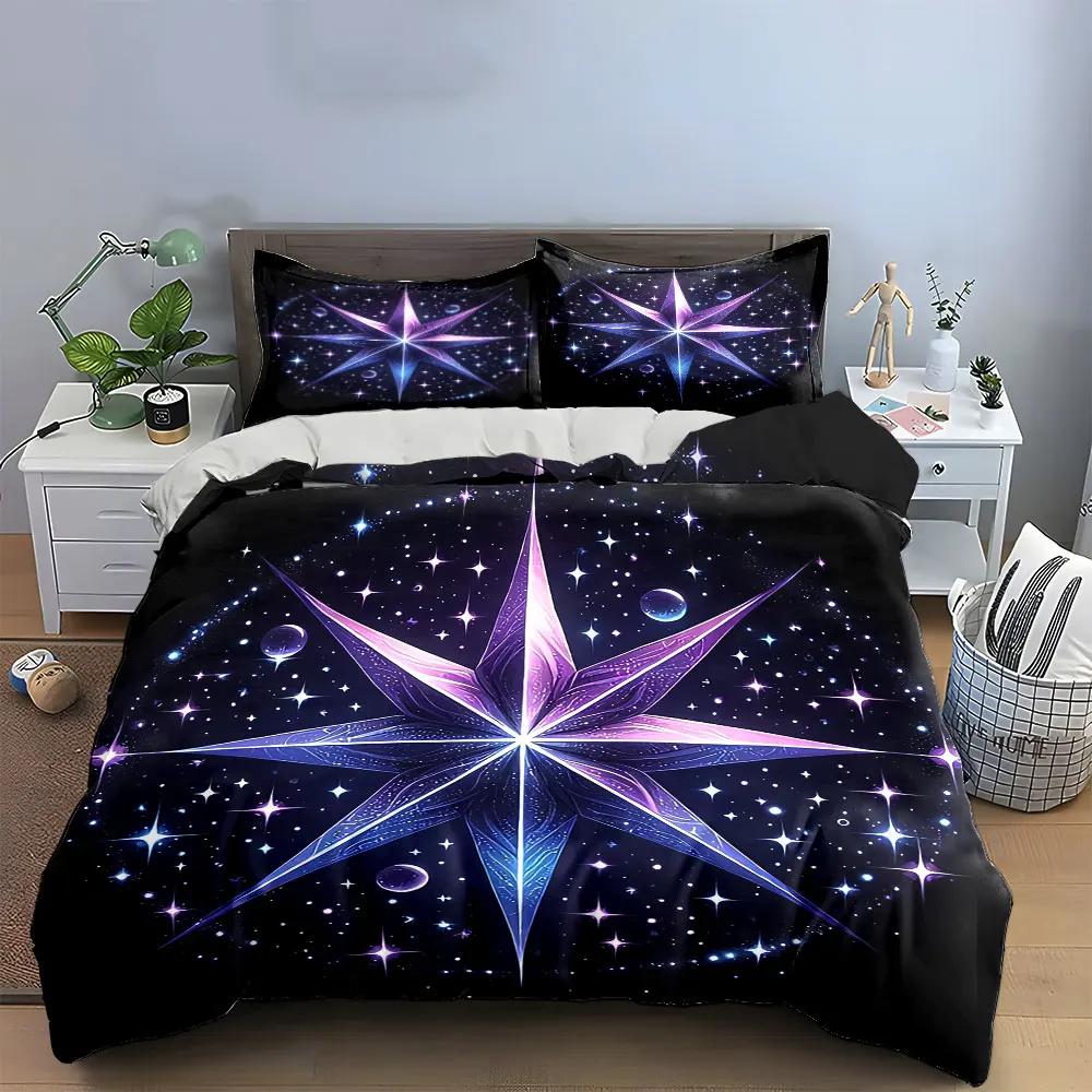 Starry Galaxy Themed Dcor Set Soft Comfortable Duvet Cover Bedding Set Included 1*Duvet Cover & 2*Pillowcases Gift